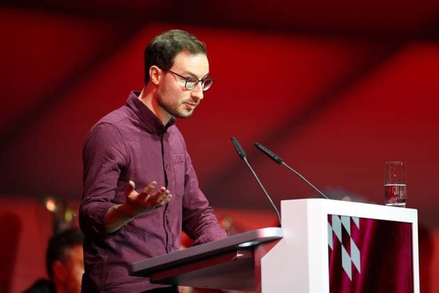 Soccer Annual General Meeting FC Bayern München eV 2025 at BMW Park in Munich FC Bayern München fan Michael Ott at the lectern DFL regulations prohibit any use of photographs as image sequences and or quasi video xMSx