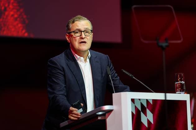 Soccer Annual General Meeting FC Bayern München eV 2025 at BMW Park in Munich Jan Christian Dreesen Chairman of the Board Munich DFL regulations prohibit any use of photographs as image sequences and or quasi video xMSx