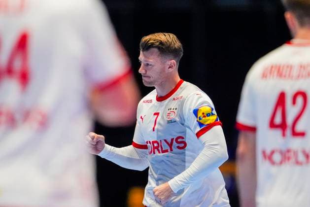 Handball, Golden League Denmark Faroe Islands Trondheim 20251102 Denmark s Emil Jakobsen during the Golden League handball match between Denmark and the Faroe Islands at Trondheim Spektrum Photo Ole Martin Wold NTB Trondheim Norway EDITORIAL USE ONLY RESTRICTED USE FOR BETTING COMPANIES  Copyright: xOlexMartinxWoldx xNTBx