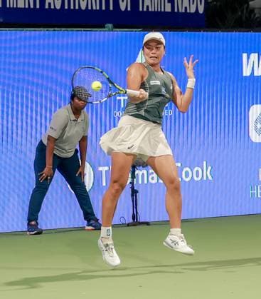 CHENNAI OPEN WTA, Tennis Damen 250 Chennai Open WTA 250 : Finals Singles T.JEN (INA) vs K. BIRRELL (AUS) T. Jen in action K. BIRRELL (AUS) in action Chennai SDAT Stadium, Nungambakkam. India Copyright: xSukumarxSukumarx