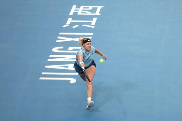 JIUJIANG, CHINA - NOVEMBER 02: Anna Blinkova returns a shot in the Women s Singles Final match against Lilli Tagger of Austria on day 7 of 2025 Jiangxi Open at Jiujiang International Tennis Center on November 2, 2025 in Jiujiang, Jiangxi Province of China.  Copyright: xChinaxNewsxServicex 111601384186