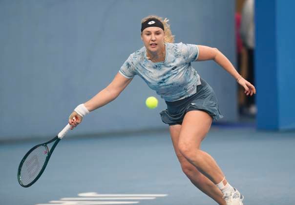JIUJIANG, CHINA - NOVEMBER 02: Anna Blinkova returns a shot in the Women s Singles Final match against Lilli Tagger of Austria on day 7 of 2025 Jiangxi Open at Jiujiang International Tennis Center on November 2, 2025 in Jiujiang, Jiangxi Province of China.  Copyright: xVCGx 111601372079