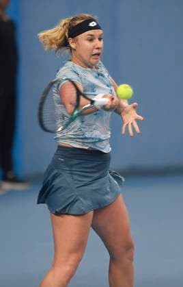 JIUJIANG, CHINA - NOVEMBER 02: Anna Blinkova returns a shot in the Women s Singles Final match against Lilli Tagger of Austria on day 7 of 2025 Jiangxi Open at Jiujiang International Tennis Center on November 2, 2025 in Jiujiang, Jiangxi Province of China.  Copyright: xVCGx 111601372080