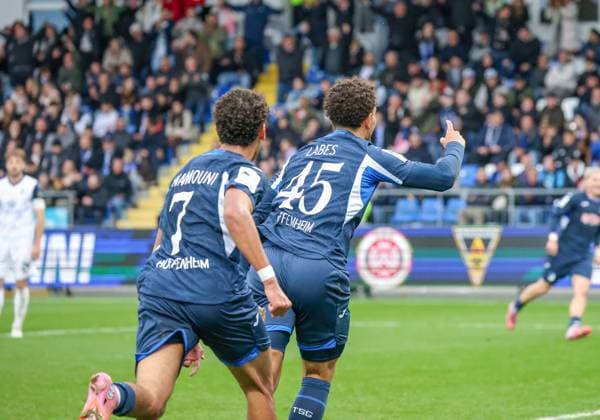 Germany 3 Liga 2025 26, Matchday 13 TSG Hoffenheim II vs SV Waldhof Mannheim, Dietmar Hopp Stadion Sinsheim Ben¯Opoku¯Labes Ben¯Opoku¯Labes, TSG¯1899¯Hoffenheim¯II, 45 and Ayoube¯AmaimouniEchghouyab Ayoube¯AmaimouniEchghouyab, TSG¯1899¯Hoffenheim¯II, 7 celebrate Arian¯Llugiqis goal Arian¯Llugiqi, TSG¯1899¯Hoffenheim¯II, 22 Sinsheim Dietmar Hopp Stadion Baden Württemberg Germany Copyright: xBenedictxChristx