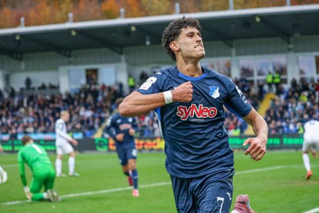 Germany 3 Liga 2025 26, Matchday 13 TSG Hoffenheim II vs SV Waldhof Mannheim, Dietmar Hopp Stadion Sinsheim Goal celebration in stoppage time for 2-0 by Ayoube¯AmaimouniEchghouyab Ayoube¯AmaimouniEchghouyab, TSG¯1899¯Hoffenheim¯II, 7 Sinsheim Dietmar Hopp Stadion Baden Württemberg Germany Copyright: xBenedictxChristx