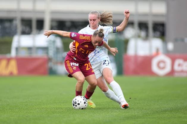 Giada Greggi of A.S. Roma Femminile is in action during the 4th day of the Serie A Women Athora Championship between A.S. Roma Femminile vs F.C. Internazionale Milano, 2 November 2025 at the Tre Fontane Stadium Stadium, Roma Italy.  Copyright: xMatteoxCassoni IPAxSportx xipa-agency.netx xx IPA_67401601 IPA_Agency_IPA67401601