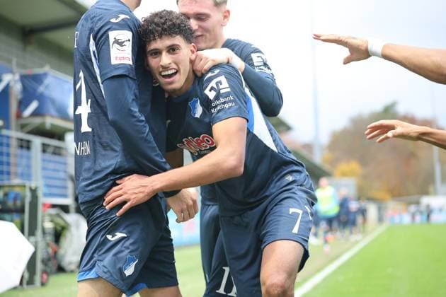 Goal for 2 0 by Ayoube Amaimouni Echghouyab TSG Hoffenheim II, 7 GER, TSG 1899 Hoffenheim II vs SV Waldhof Mannheim, Football, 3 Liga, Matchday 13, Season 2025 2026, 02 11 2025 DFL DFB REGULATIONS PROHIBIT ANY USE OF PHOTOGRAPHS as IMAGE SEQUENCES and or QUASI VIDEO GER,TSG 1899 Hoffenheim II vs Waldhof Mannheim, Football, 3 Liga, Matchday 13, Season 2025 2026, 02 11 2025 Hoffenheim Copyright: xEibner-Pressefoto JoergxHirschx EP_JHH