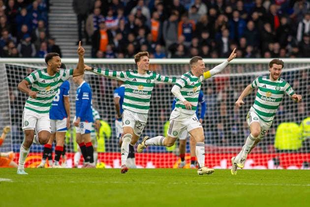 Celtic v Rangers Premier Sports Scottish League Cup 02 11 2025. Semi-Final GOAL! 2-1 Callum McGregor of Celtic FC puts his side in front in extra time during the UEFA Europa League 2025 26, Celtic FC vs Rangers FC, Hampden Park, Glasgow, Scotland, 2 November 2025 Hampden Park The National Stadium Glasgow Scotland Editorial use only , Copyright: xColinxPoultneyx PSI-23145-0023