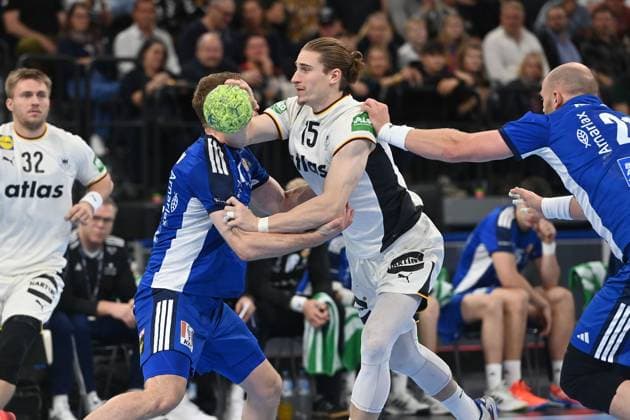Juri KNORR GER , action,duel handball international Germany GER Iceland ISL on 02 11 2023 SAP GARDEN