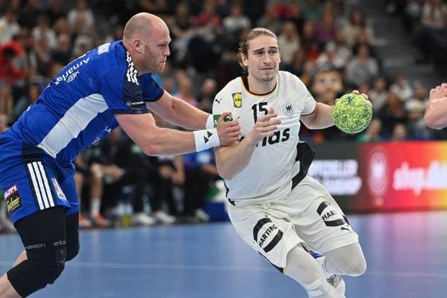 Juri KNORR GER , action,duel handball international Germany GER Iceland ISL on 02 11 2023 SAP GARDEN