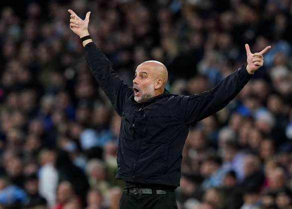 Manchester, England, 2nd November 2025. Pep Guardiola coach of Manchester City during the Manchester City vs AFC Bournemouth Premier League match at the Etihad Stadium, Manchester. Picture credit should read: Andrew Yates Sportimage EDITORIAL USE ONLY. No use with unauthorised audio, video, data, fixture lists, club league logos or live services. Online in-match use limited to 120 images, no video emulation. No use in betting, games or single club league player publications. SPI_014_AY_MAN_CITY_BOURN SPI-4256-0014