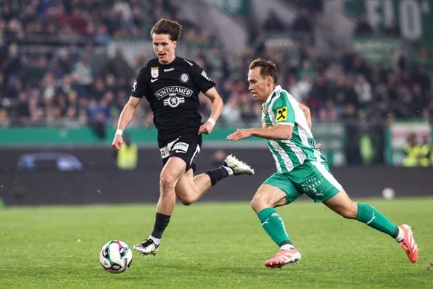 SOCCER - BL, Rapid vs Sturm VIENNA,AUSTRIA,02.NOV.25 - SOCCER - ADMIRAL Bundesliga, SK Rapid Wien vs SK Sturm Graz. Image shows Tim Oermann (Sturm) and Nikolaus Wurmbrand (Rapid).  GEPAxpictures xArminxRauthner