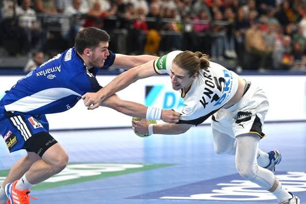 Juri KNORR GER , action,duel handball international Germany GER Iceland ISL 29 31 on 02 11 2025 SAP GARDEN
