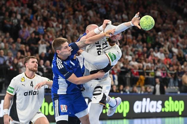 Marco GRGIC GER , action,duel handball international Germany GER Iceland ISL 29 31 on 02 11 2025 SAP GARDEN