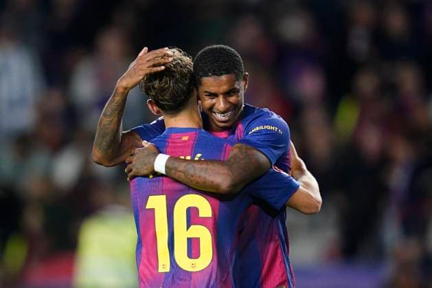 ESP: FC Barcelona, Barca - Elche CF. La Liga EA Sports. Date 11 Marcus Rashford of FC Barcelona celebrates the 3-1 during the La Liga EA Sports match between FC Barcelona and Elche CF played at Lluis Companys Stadium on November 2, 2025 in Barcelona, Spain. kpng Copyright: xSergioxRuizx xPRESSINx PS_251102_BAR_ELC_030