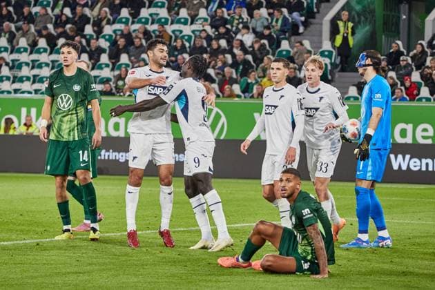 Hoffenheim cheer offside goal VfL Wolfsburg vs TSG 1899 Hoffenheim, Football, 1 Bundesliga, Matchday 9, Season 2025 2026, 02 11 2025 VfL Wolfsburg vs TSG 1899 Hoffenheim, Football, 1 Bundesliga, Matchday 9, Season 2025 2026, 02 11 2025 Wolfsburg Copyright: xEibner-Pressefoto Jan-FredericxHx EP_JHG