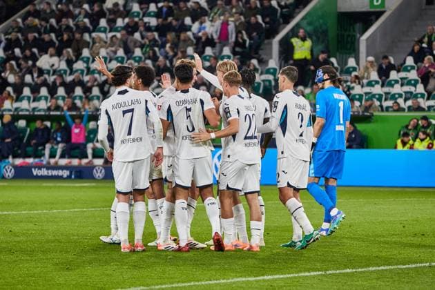 Hoffenheim cheer offside goal VfL Wolfsburg vs TSG 1899 Hoffenheim, Football, 1 Bundesliga, Matchday 9, Season 2025 2026, 02 11 2025 VfL Wolfsburg vs TSG 1899 Hoffenheim, Football, 1 Bundesliga, Matchday 9, Season 2025 2026, 02 11 2025 Wolfsburg Copyright: xEibner-Pressefoto Jan-FredericxHx EP_JHG