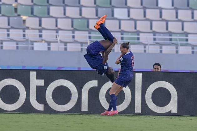 France v Netherlands: Group A - FIFA U-17 Women s World Cup Morocco 2025 Adedini (Forward) of France U-17 celebrates the goal of 1-0 during the FIFA U-17 Women s World Cup Morocco 2025 quarter-final match between France and Netherlands in Rabat, Morocco, on November 1, 2025, at the Olympic Stadium. Rabat Morocco  Copyright: xAndreaxxAmatox originalFilename:amato-notitle251102_npz1B.jpg