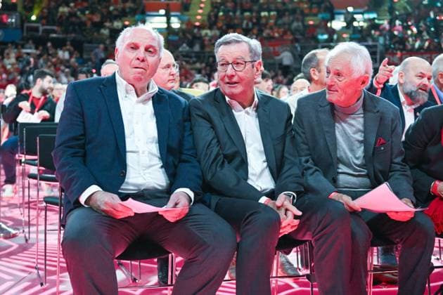 Annual General Meeting of FC Bayern München Bayer 04 Leverkusen on 02 11 2025 at BMW Park in Munich Uli HOENESS Höness, Honorary President Bayern Muenchen ,Karl HOPFNER FC Bayern Muenchen Bernd RAUCH MT
