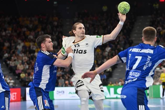 Juri KNORR GER , action,duel handball international Germany GER Iceland ISL 29 31 on 02 11 2025 SAP GARDEN