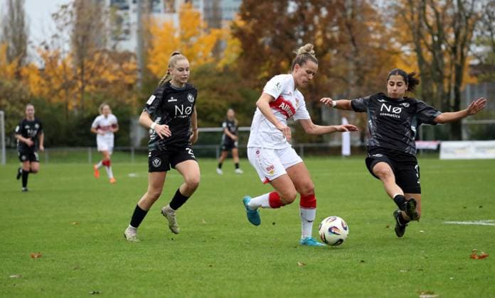 02 11 25 Women VfB Stuttgart VfR SW Warbeyen 1945 Germany, Stuttgart, 02 11 2025, Soccer, Women, 2 Bundesliga, Season 2025 2026, VfB Stuttgart VfR SW Warbeyen 1945 7 2 Jana Beuschlein VfB Stuttgart