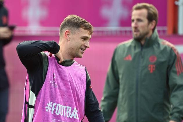 Joshua KIMMICH Bayern Muenchen , hi Harry KANE Bayern Muenchen final training on 03 11 2025 Football Champions League,Season 2025 26 Paris Saint Germain FC Bayern Muenchen