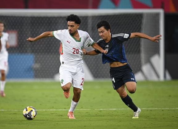 Football, Junior U 17 World Cup 2025 Preliminary Round 03 11 2025 Group B Japan Morocco Ismail El Aoud left, Morocco v Daizen Kawamoto right, Japan