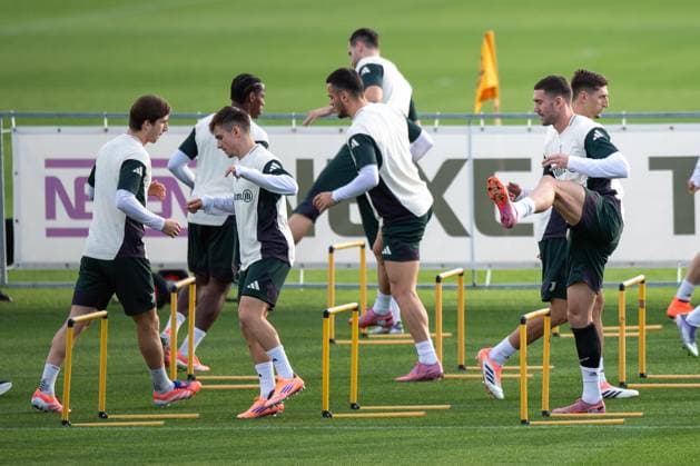 Juventus™ Francisco Conceicao and Juventus Dusan Vlahovic during the Juventus training session before the UCL Match Juventus vs Sporting at Continassa Juventus Training Center in Turin, north west Italy - Monday, November 3, 2025. - Soccer .  Copyright: xAlbertoxGandolfo LaPressex