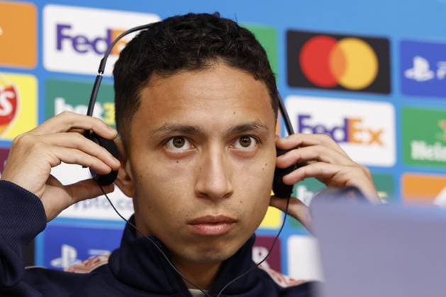 PIRAEUS - Mauro Junior of PSV Eindhoven during the MD-1 press conference, PK, Pressekonferenz prior to the UEFA Champions League match against Olympiacos FC at the Georgios Karaiskakis Stadium on November 3, 2025, in Piraeus, Greece. ANP MAURICE VAN STEEN UEFA Champions League 2025-2026 xVIxANPxSportx xxANPxIVx 541133603 originalFilename: 541133603.jpg