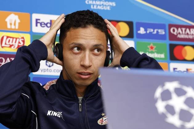 PIRAEUS - Mauro Junior of PSV Eindhoven during the MD-1 press conference, PK, Pressekonferenz prior to the UEFA Champions League match against Olympiacos FC at the Georgios Karaiskakis Stadium on November 3, 2025, in Piraeus, Greece. ANP MAURICE VAN STEEN UEFA Champions League 2025-2026 xVIxANPxSportx xxANPxIVx 541133607 originalFilename: 541133607.jpg