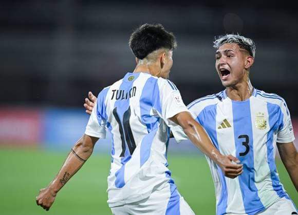 Soccer, Junior U 17 World Cup 2025 Preliminary round 03 11 2025 Group D Argentina Belgium CHEERS Argentina Goalscorers for 1 0 Ramiro Tulian li and Simon Escobar