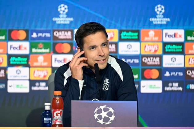 Atletico de Madrid v Royale Union Saint-Gilloise - UEFA Champions League Media Activities 03 11 2025 MADRID, SPAIN - NOVEMBER 03 : Hubert David head coach of Union Saint-Gilloise talking to the press during a press conference, PK, Pressekonferenz ahead of the UEFA Champions League 2025 26 League Phase MD4 match between Atletico de Madrid and Royale Union Saint-Gilloise on November 3, 2025 in Madrid, Spain, 03 11 2025 Madrid Spain  Copyright: xJanxDexMeuleneirx