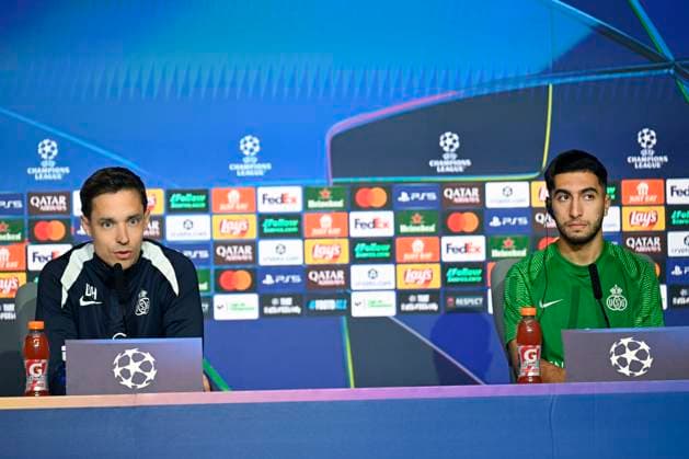 Atletico de Madrid v Royale Union Saint-Gilloise - UEFA Champions League Media Activities 03 11 2025 MADRID, SPAIN - NOVEMBER 03 : Hubert David head coach of Union Saint-Gilloise and Ait El Hadj Anouar midfielder of Union Saint-Gilloise talking to the press during a press conference, PK, Pressekonferenz ahead of the UEFA Champions League 2025 26 League Phase MD4 match between Atletico de Madrid and Royale Union Saint-Gilloise on November 3, 2025 in Madrid, Spain, 03 11 2025 Madrid Spain  Copyright: xJanxDexMeuleneirx