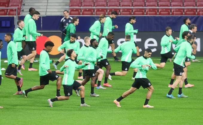 Union s players pictured during a training session of Belgian soccer team Royale Union Saint-Gilloise in Madrid, Spain, on Monday 03 November 2025. The team prepares for tomorrow s match against Spanish Club Atletico Madrid, on the day 4 of the League phase of the UEFA Champions League tournament. VIRGINIExLEFOUR  x138845636x