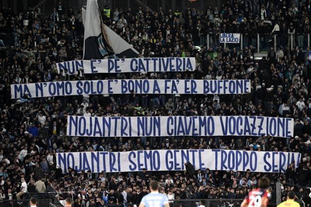 Lazio fans display banners agaist Lazio president Claudio Lotito during the Serie A 2025 2026 football match between SS Laziio and Cagliari Calcio at Stadio Olimpico in Rome (Italy), November 3, 2025. AndreaxStaccioli