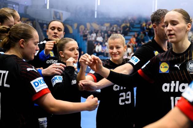 Gummersbach Handball Womens European Championship Qualification, Germany North Macedonia Alexia Hauf Germany , Antje Döll Doell Germany Gummersbach Schwalbe Arena Germany