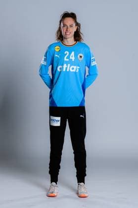 Gummersbach Handball Women Germany Photo shoot Goalkeeper Sarah Wachter Germany Gummersbach Schwalbe Arena Germany
