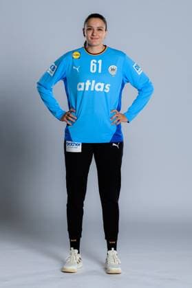 Gummersbach Handball Women Germany Photo shoot Goalkeeper Sarah Wachter Germany Gummersbach Schwalbe Arena Germany
