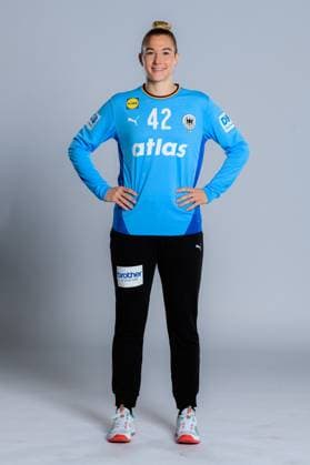 Gummersbach Handball Women Germany Photo shoot Goalkeeper Katharina Filter Germany Gummersbach Schwalbe Arena Germany