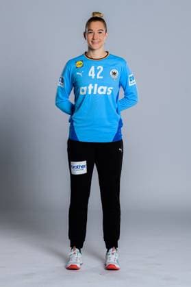 Gummersbach Handball Women Germany Photo shoot Goalkeeper Katharina Filter Germany Gummersbach Schwalbe Arena Germany