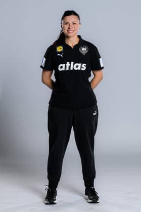 Gummersbach Handball Women Germany Photo shoot Goalkeeping coach Jasmina Rebmann Jankovic Germany Gummersbach Schwalbe Arena Germany