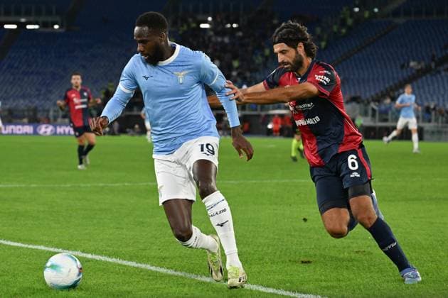 Soccer, serie A Enilive match, SS Lazio v Cagliari Boulaye Dia of SS Lazio ,Sebastiano Luperto of Cagliari during the serie A Enilive match between SS Lazio v Cagliari at olimpico stadium in Rome, November 03rd, 2025 Imago-Images Emmefoto Copyright: xImago-Images Emmefotox