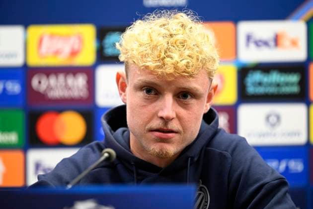 Club Brugge v Barcelona - UEFA Champions League Media Activities 04 11 2025 BRUGGE, BELGIUM - NOVEMBER 04 : Seys Joaquim defender of Club Brugge talking to the press during a press conference, PK, Pressekonferenz ahead of the UEFA Champions League 2025 26 League Phase MD4 match between Club Brugge and Barcelona on November 4, 2025 in Brugge, Belgium, 04 11 2025 Brugge Belgium  Copyright: xTomasxSiskx