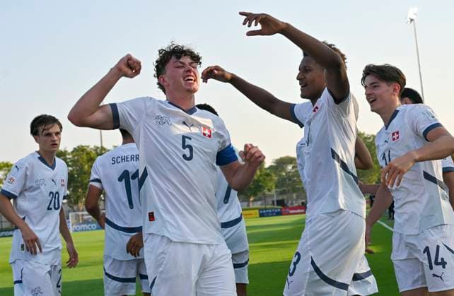Cote d Ivoire v Switzerland: Group F - FIFA U-17 World Cup Qatar 2025 Zufferey Gil of Switzerland celebrates after scoring goal during the FIFA U-17 World Cup Qatar 2025 Group F match between Cote d Ivoire and Switzerland in Doha, Qatar, on November 4, 2025 DOHA Qatar Copyright: xNOUSHADx