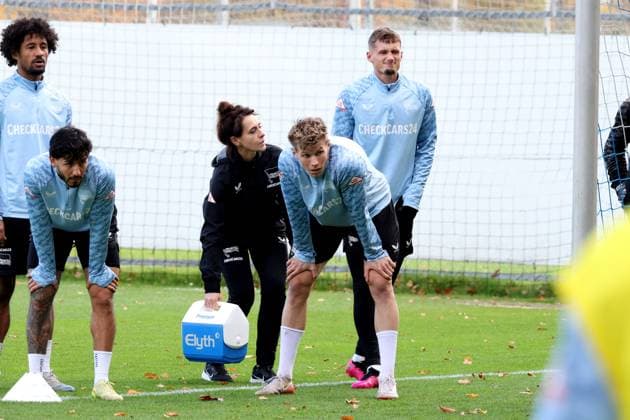 2 FBL, Hertha BSC Training, 04 11 2025, Hertha BSC Training, Sportforum, in the picture Michael Cuisance Hertha BSC Berlin 10 , Luca Schuler Hertha BSC Berlin 18 nordphotoxGmbHx xEngler nph00076