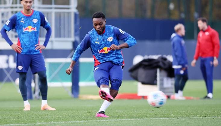Leipzig, 04 11 2025, Red Bull training center at Cottaweg, Academy, Football, Rasenballsport Leipzig, Training RB Leipzig, In the picture Ridle Baku 17, RB Leipzig ,