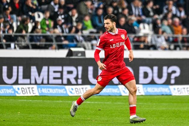 GER, 3 Liga, SSV Ulm 1846 vs VfB Stuttgart II 01 11 2025, Donaustadion, Ulm, GER, 3 Liga, SSV Ulm 1846 vs VfB Stuttgart II, in the picture Leonidas Stergiou Stuttgart, 42 nordphotoxGmbHx xHafner nph00200