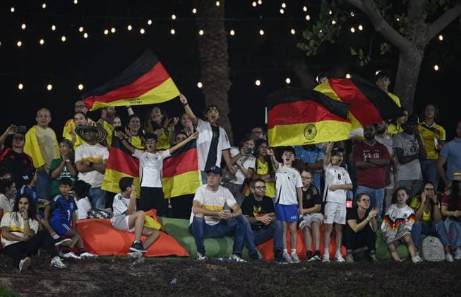 Football, Junior U 17 World Cup 2025 Doha Qatar Preliminary round 04 11 2025 Group G Germany Colombia German fans cheer after the 1 0 goal