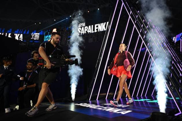 WTA, Tennis Damen Finals 2025 in Riyadh - Day Four RIYADH, SAUDI ARABIA - NOVEMBER 4: Aryna Sabalenka of the United States is seen ahead of the second group-stage match on Day 4 of the 2025 WTA Finals, part of the Hologic WTA Tour, at King Saud University Indoor Arena in Riyadh, Saudi Arabia, on November 4, 2025. Artur Widak Anadolu Riyadh Saudi Arabia. Editorial use only. Please get in touch for any other usage.  Copyright: x2025xAnadoluxArturxWidakx