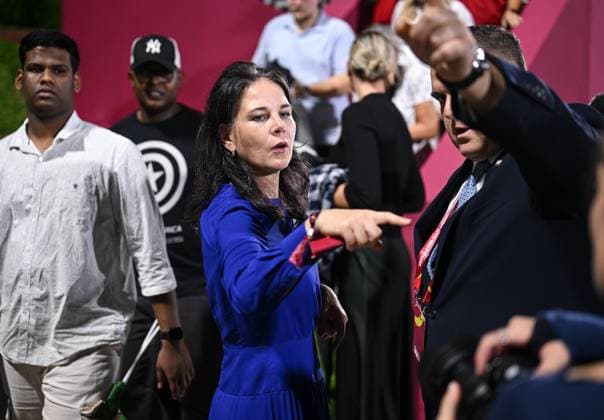 Football, Junior U 17 World Cup 2025 Doha Qatar Preliminary round 04 11 2025 Group G Germany Colombia President of the UN General Assembly, Annalena Baerbock after the match
